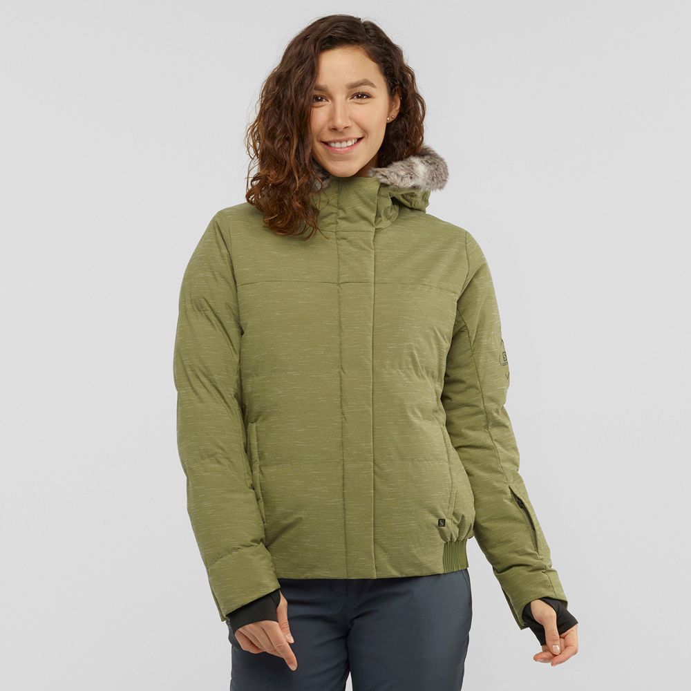 Veste De Ski Salomon Femme Vert Olive Vert - Salomon SNUGGLY WARM W - France (9327-CMVXO)